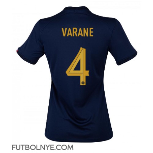 Camiseta Francia Raphael Varane #4 Primera Equipación para mujer Mundial 2022 manga corta
